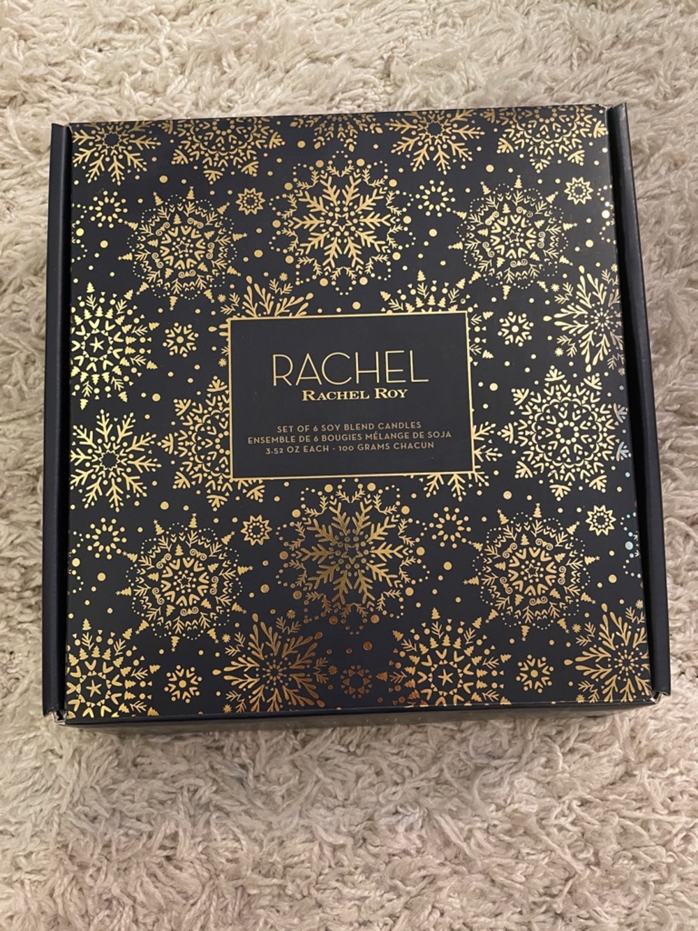 Rachel Roy Black and Gold Snowflake Candle Gift Set